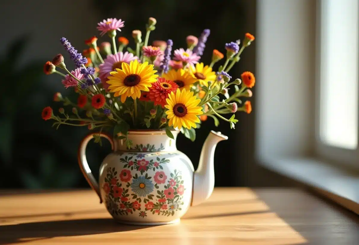 Matériaux insolites pour un vase de fleurs unique